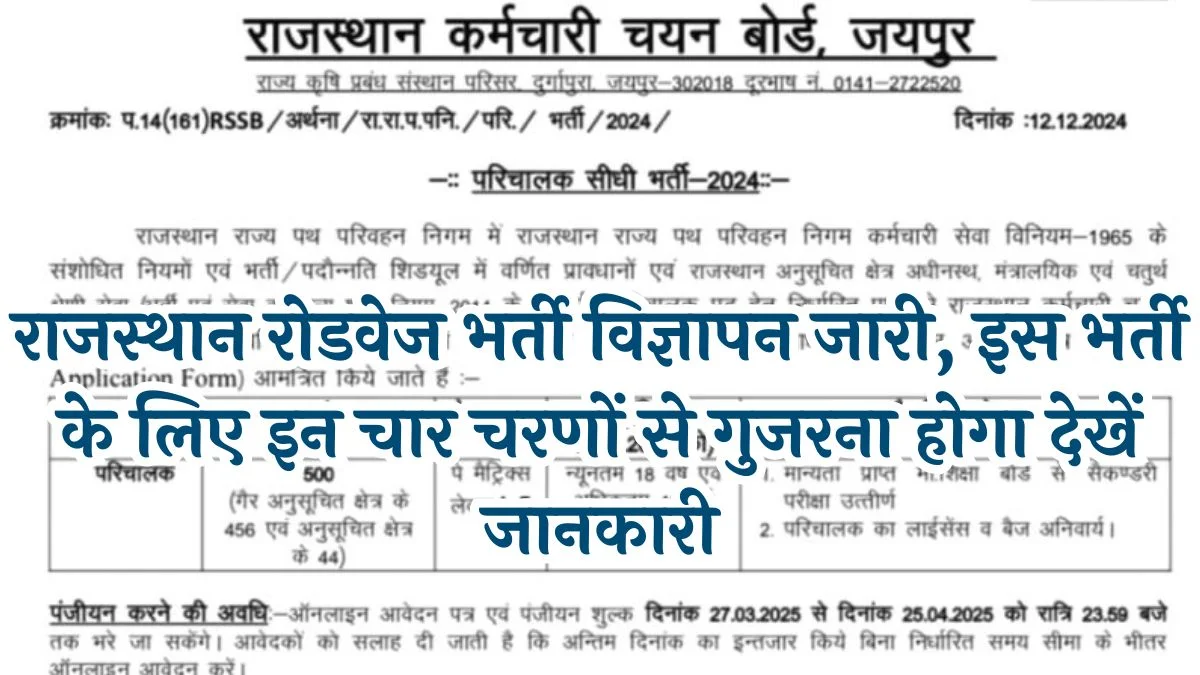 Rajasthan Roadways Conductor Vacancy: राजस्थान रोडवेज भर्ती घोषणा और जानकारी यहाँ देखें